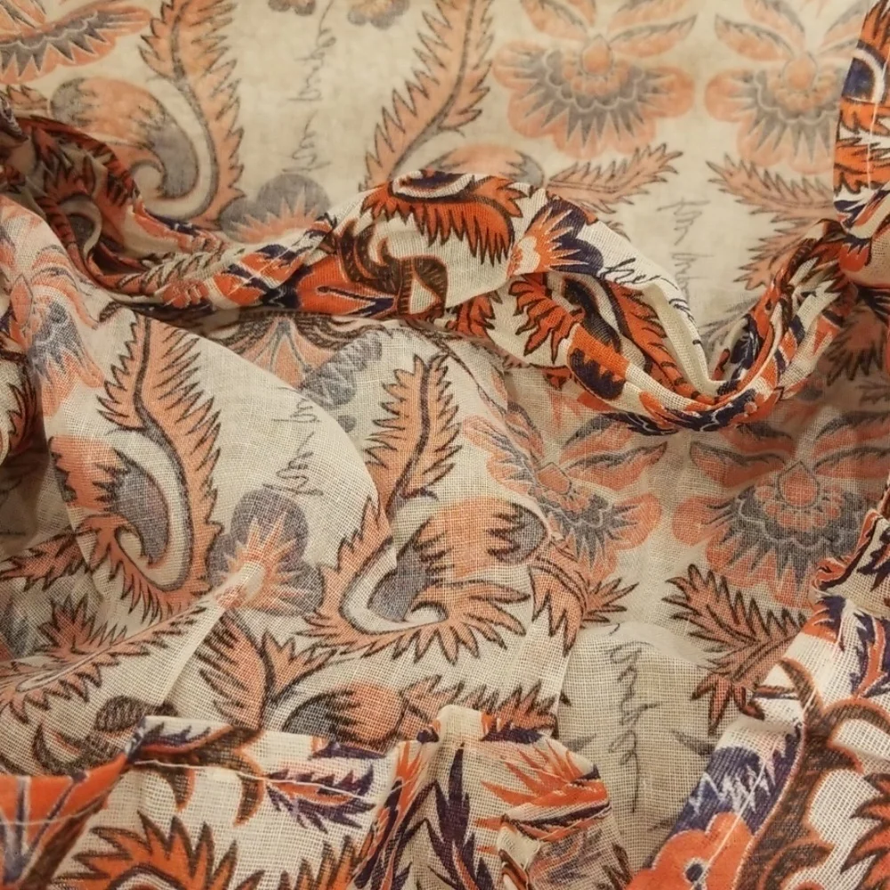 FREE PEOPLE Orange/Navy Print Cloth Bag